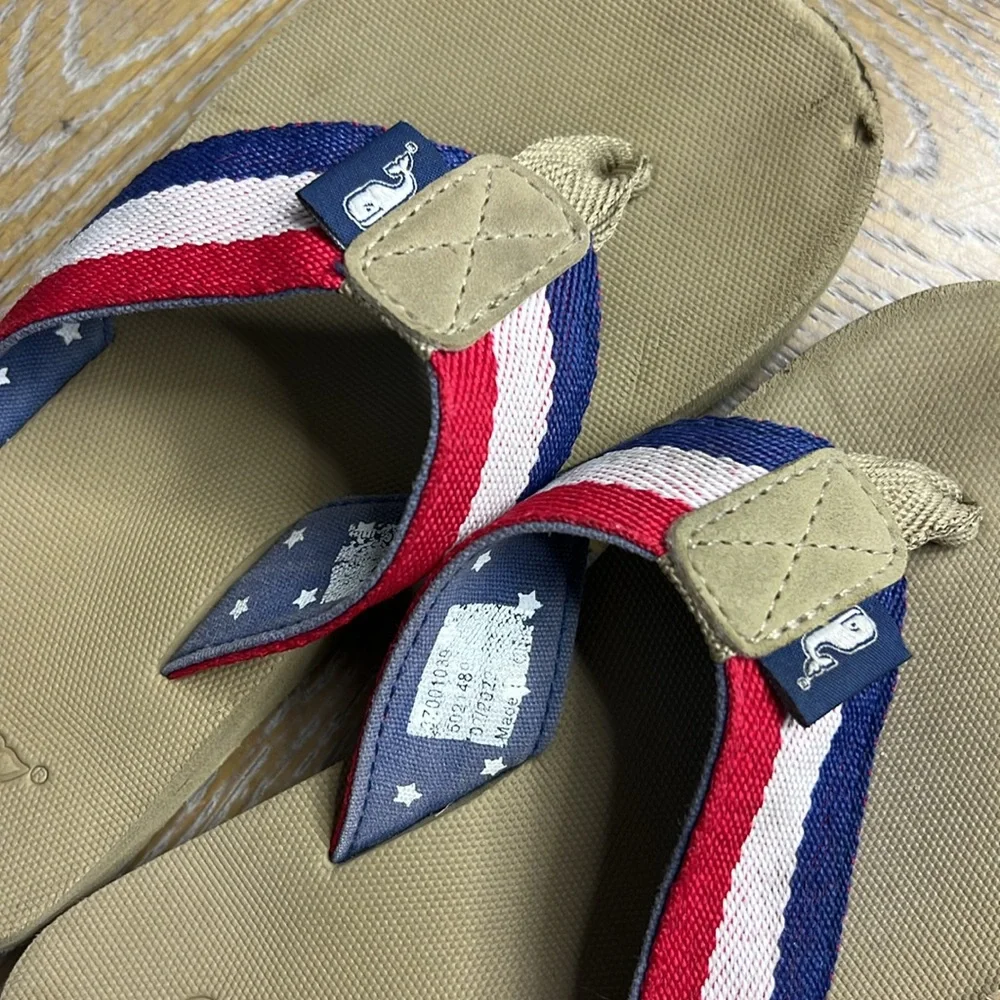 VINEYARD VINE Little Boy Red/White/Blue Thong Sandals 13